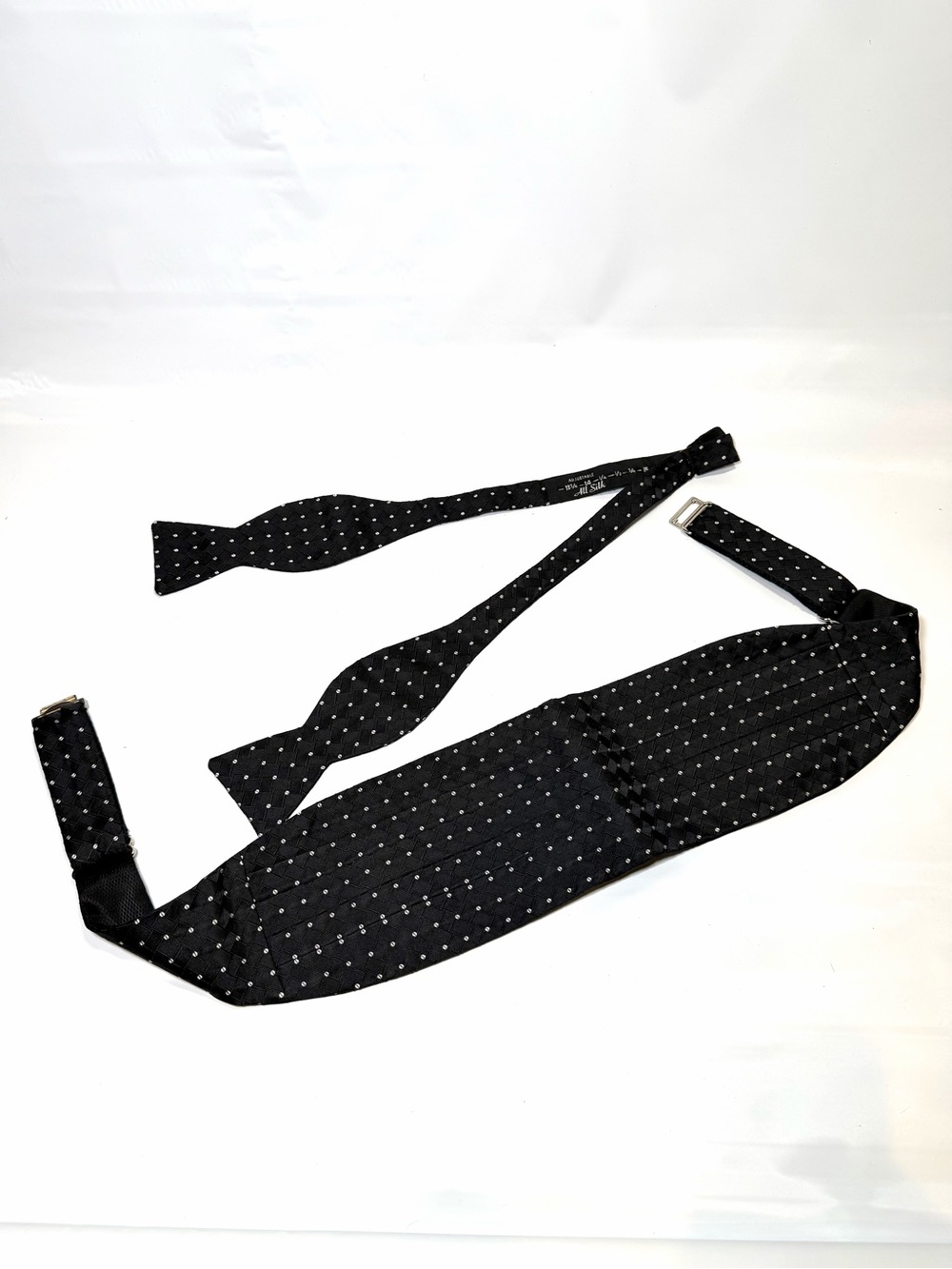 Dion Handmade In Canada Black Silk Tuxedo Cummerbund & Bow Tie Set Italian Silk